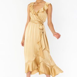 Show Me Your MuMu Samantha Ruffle Wrap Dress Gold